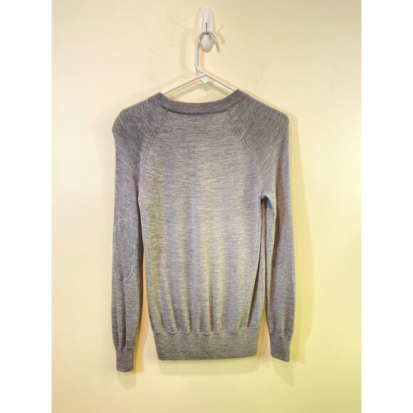 Madewell  Merino Wool Gray Crewneck Sweater With Elbow Patch Small - Picture 3 of 9